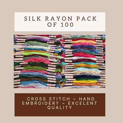 100 Shiny Silk Rayon Cross Stitch Embroidery Threads Lot Embroidery Thread Floss - Image 1 of 4