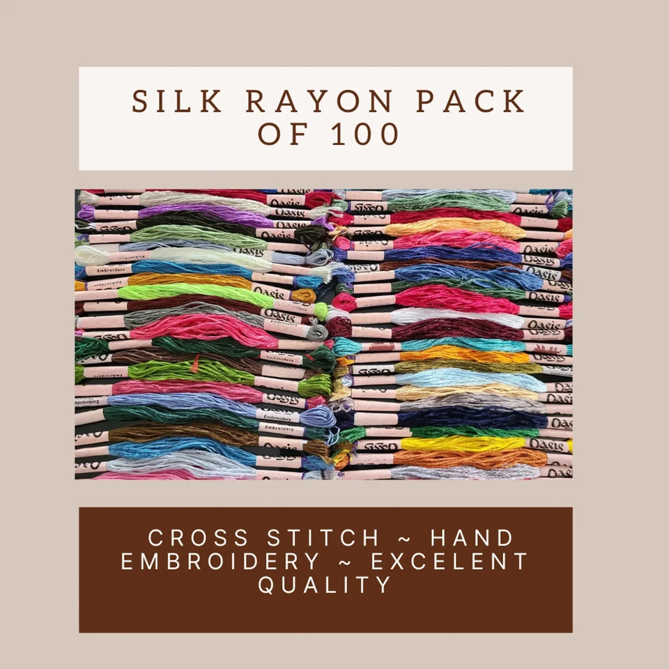 100 Shiny Silk Rayon Cross Stitch Embroidery Threads Lot Embroidery Thread Floss - Image 1 of 4