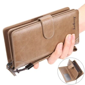 Para hombres Lujo Billetera Bolso de Embrague Largo Cremallera Carteras Portatarjetas de Crédito Bolso de Embrague - Imagen 1 de 15