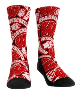 Rock 'Em Socks University Wisconsin Badgers Logo Fan Gift S/M 6-8.5 - Picture 1 of 1