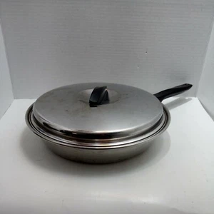 Vintage USA Flint Stainless Steel 10" Skillet w/Lid Radiant Heat Core Ecko - Picture 1 of 12