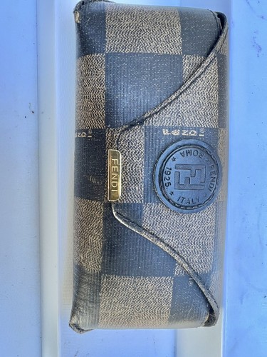 U Vintage FENDI Italia Marrone Classico a Scacchi Occhiali da sole SOLO CUSTODIA