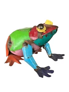 Metal Art Colorful FROG Sculpture Junk Iron Art 4” Oklahoma City Art Fest 2021 - Picture 1 of 8