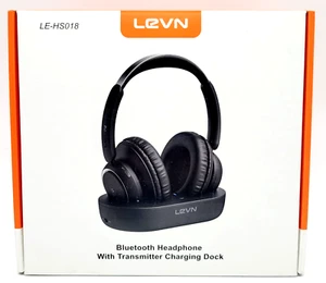 LEVN Bluetooth Wireless Headphone With Transmitter Charging Dock - Black - Picture 1 of 7