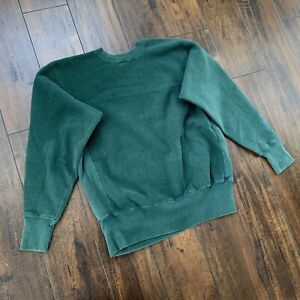 Vintage Champion 70s Green USA Reverse Weave Sweatshirt M Blank 60s Gusset
