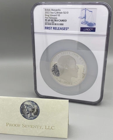 2022 UK S£10 5oz SILVER BRITISH MONARCHS KING EDWARD VII PF69 FIRST RELEASES Cover