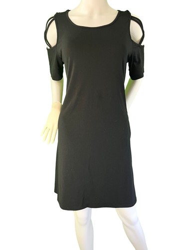 UNDERCOVER Abito donna nero spalle aperte lunghezza ginocchio tasche nascoste XL