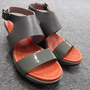 Tsubo Sandals Womens 5 Gray Leather Slingback Wedge 1007204-ELP Strappy Comfort - Picture 1 of 15