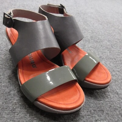 Tsubo Sandals Womens 5 Gray Leather Slingback Wedge 1007204-ELP Strappy Comfort - Image 1 of 4