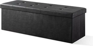 Otto & Ben Folding Chest with Memory Foam Seat Tufted Faux 45 Inch, Black - Picture 1 of 10