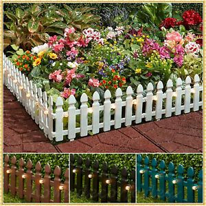 6-FT Solar Border Picket Fence Panels Flower Bed Light Pathway Lawn Edge Garden