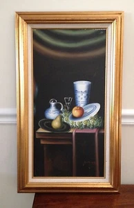 Pintura de frutas y platos Personal Preference original firmada bodegones 1973 - Imagen 1 de 11