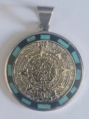 Ciondolo Maya Inca  Pendente  Argento 925 Mexico Vintage - Immagine 1 di 4