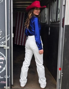 Women's Western Jeans- PULL-ON WHITE BOOTCUT- COWGIRL TUFF COMPANY - Picture 1 of 8