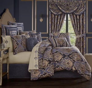 Five Queens Court Woodstock Luxury 3 Dimensional Weave Comforter Set Indigo Blue - Picture 1 of 8