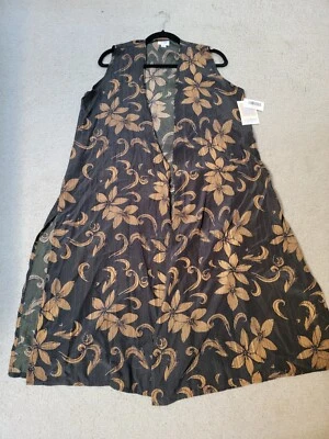 Chaleco Plumero Lularoe Joy - Mediano - Nuevo con Etiquetas - Estampado Floral Negro y Dorado Foto 1 de 4