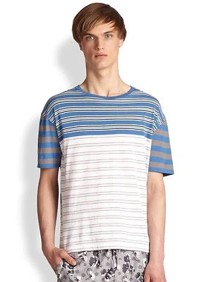 Camiseta de algodón a rayas Marc by Marc Jacobs Bailey en blanco Wicken/multimediana nueva con etiquetas Foto 1 de 4