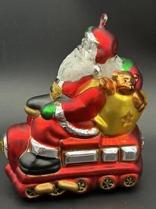 Dept 56 Large Santa Claus Train Locomotive Mercury Glass Ornament Hand Blown - Picture 1 of 12