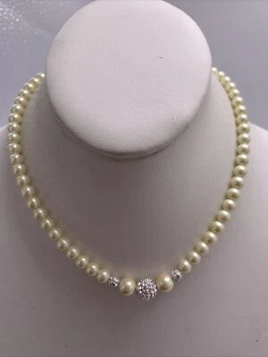$50 CAROLEE TONO PLATA 6mm perlas pavé bolas 16" XX324 Foto 1 de 4
