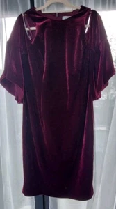 Coast Womens Midi Dress Bodycon Size 18 Velvet Burgandy Cocktail Evening Cut-out - Picture 1 of 5