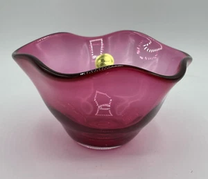 Angelo Rossi Cranberry Glas Vase Schale Niagarafälle Canada Vintage mundgeblasen - Bild 1 von 11