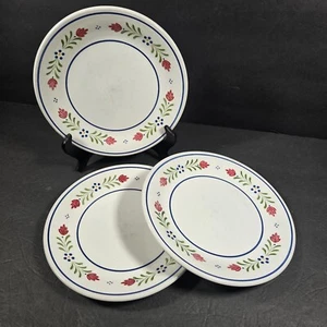 3 Johnson Brothers Provincial Salad Plates 7 3/4" Across England Red Blue Floral - Picture 1 of 7