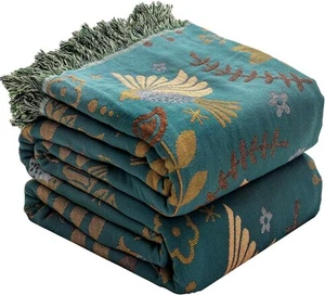 Boho Throw Blanket for Bed Couch 100% Cotton Woven Bed Throws for All Season ... - Picture 1 of 9