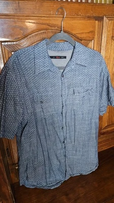 Camisa estoica para hombre grande azul manga corta bolsillo abotonado exterior informal Foto 1 de 3