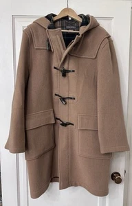 Brooks Brothers Wool Winter Duffle Toggle Coat Hooded Flannel Plaid Lined Men - Picture 1 of 11
