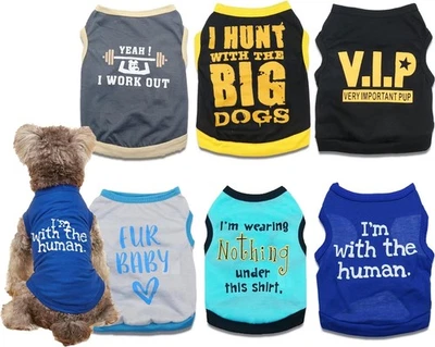 6 Pieces Small Puppy Shirts for Boy Dog Clothes Pet Dogs T Shirt Chihuahua Cl... - Image 1 of 4