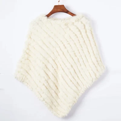 Real Farm Rabbit Fur Knitted Poncho Vest Wrap Shawl Lady Wholesale Fashion S1 - Image 1 of 4