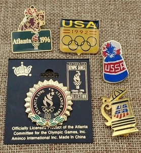 VTG 1992, 1996 USA Summer Olympic Games Collectable Pin Set of 5 USAA Stein Hat - Picture 1 of 12
