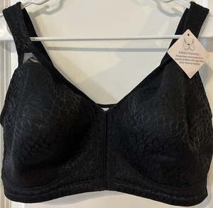 Women's Front Closure Posture Corrector Bra Back Support Wireless Black 38DDD - Picture 1 of 6