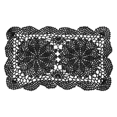 17 x 11 Zoll handgefertigte Häkeldeckchen, Tischsets, schwarz - Bild 1 von 4