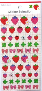 GAIA Lovely Strawberry Fruits Clear PVC Sticker Sheet Made in Japan - Picture 1 of 4