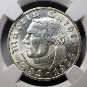 Germany 1933 D 5 Reichsmark, Martin Luther KM#80 NGC MS63 - Picture 1 of 4