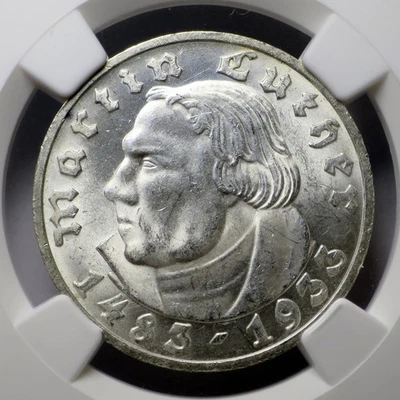 Germany 1933 D 5 Reichsmark, Martin Luther KM#80 NGC MS63 - Image 1 of 4
