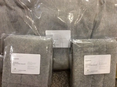Pottery Barn Hudson Heathered Velvet Full/Queen Duvet & 2 Shams Solid Gray F/Q - Image 1 of 2