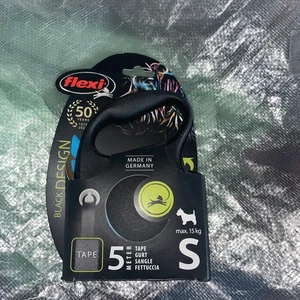 Flexi Black Design Tape Retractable Dog Lead Extendable 5 metres max 15kg black - Picture 1 of 4