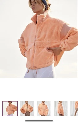 Free People Movement Seeing Stars M Neon Cantaloupe Fleece Jacket - Image 1 of 4