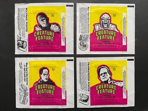 TRADING CARD VINTAGE CREATURE FEATURE SET OF 4 WAX WRAPPERS BY TOPPS - Picture 1 of 2
