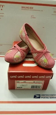 UMI BRISE Size 11.5 Girls Leather Pink/Floral Flats - Image 1 of 4