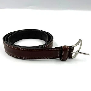 Dockers Light Brown Genuine Leather Belt Silver Tone Buckle Men's Size 46 - Picture 1 of 7