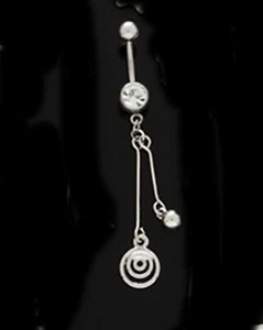 Belly Ring Fancy Swirl Long Dangle Naval Steel - Picture 1 of 3