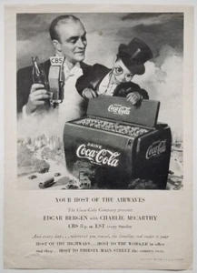 Coca-Cola Magazine Ad 1950 Features Edgar Bergen with Charlie McCarthy - Picture 1 of 4