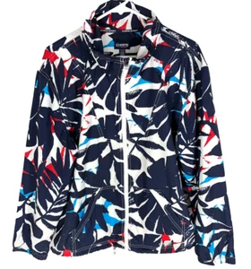 CHAPS SPORT Womens Jacket Size XL Nautical Full Zip Windbreaker Lightweight - Picture 1 of 5