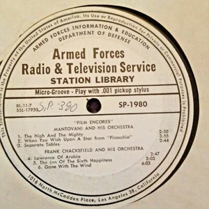 RADIO SHOW: AFN 11-7 STANLEY BLACK "PLACE PIGALLE" & MONTOVANI "CONTINENTAL" - Picture 1 of 2