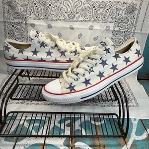 Converse All Star Red Blue White Patriotic Stars Sneakers Mens 9/ Woman 11 - Picture 1 of 10