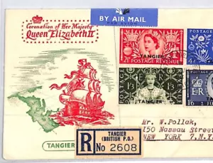 TANGIER QEII Dedicated FDC 1953 CORONATION Ship ILLUSTRATED First Day Cover XP50 - Picture 1 of 9