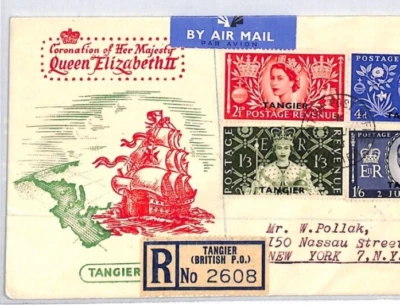 Cubierta de primer día TANGIER QEII dedicada FDC 1953 CORONACIÓN envío ilustrado XP50 Foto 1 de 4